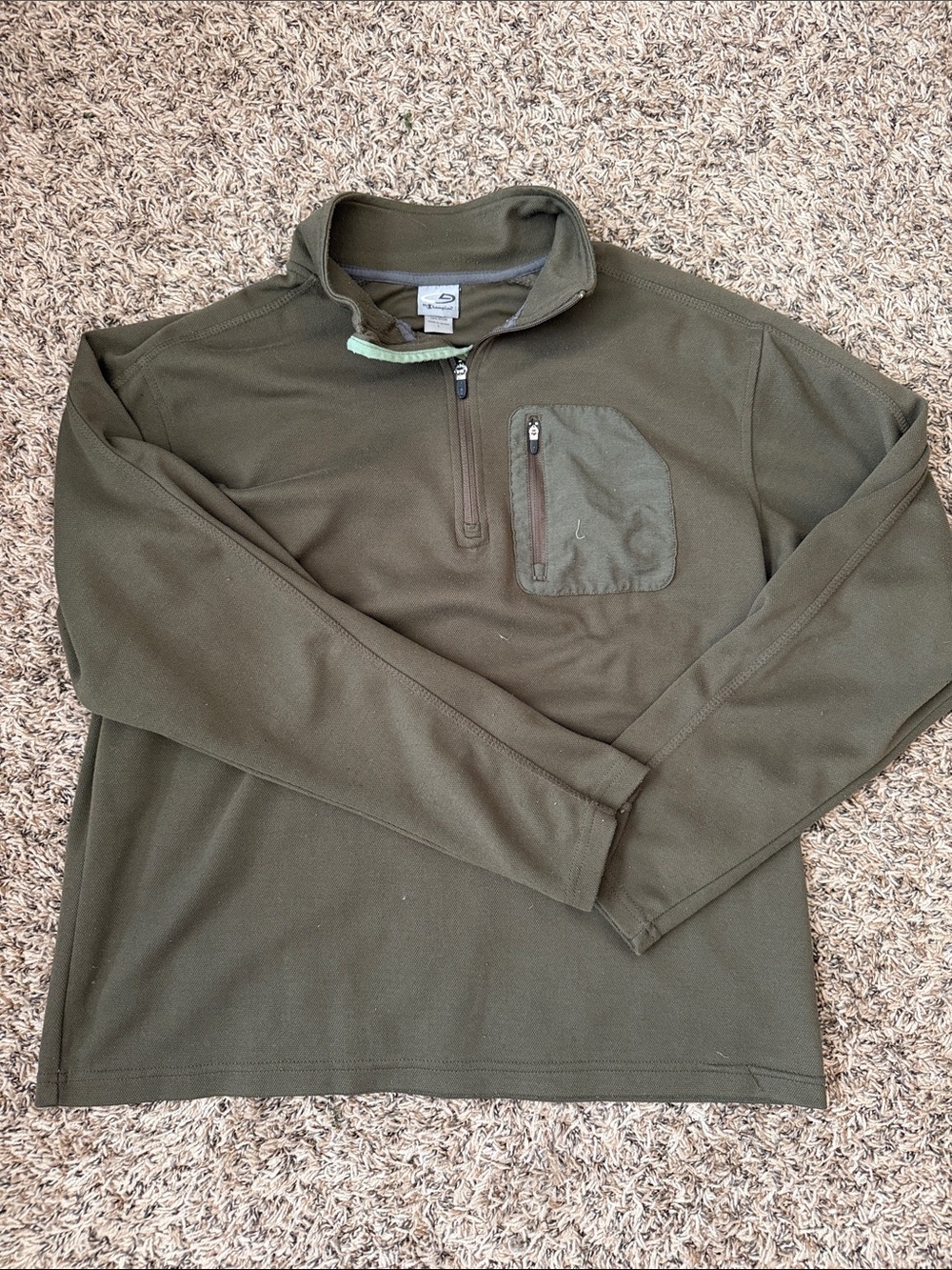 Columbia Men’s Olive Green Half-Zip Fleece with Chest Pocket
